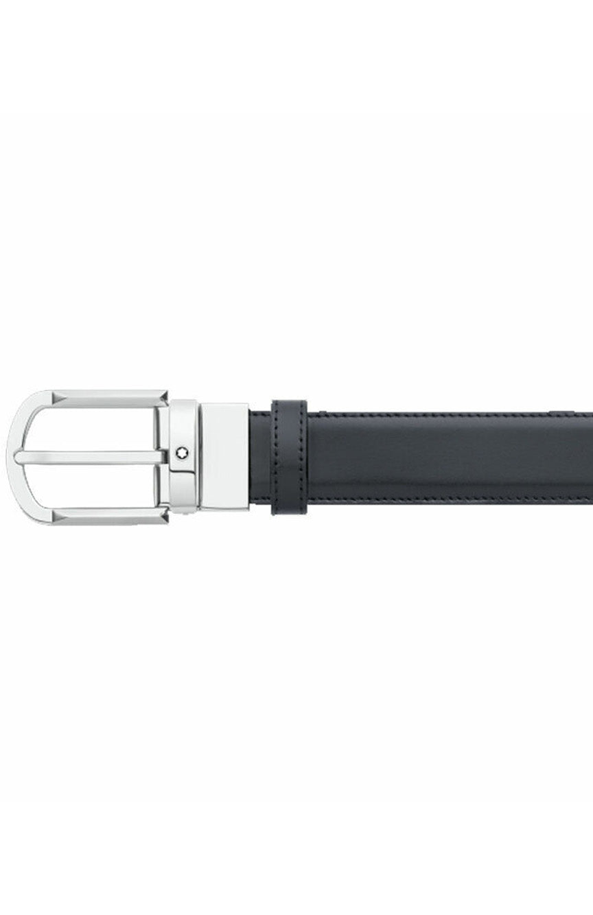 Montblanc Horseshoe buckle black/brown 30 mm reversible leather belt Palladium
