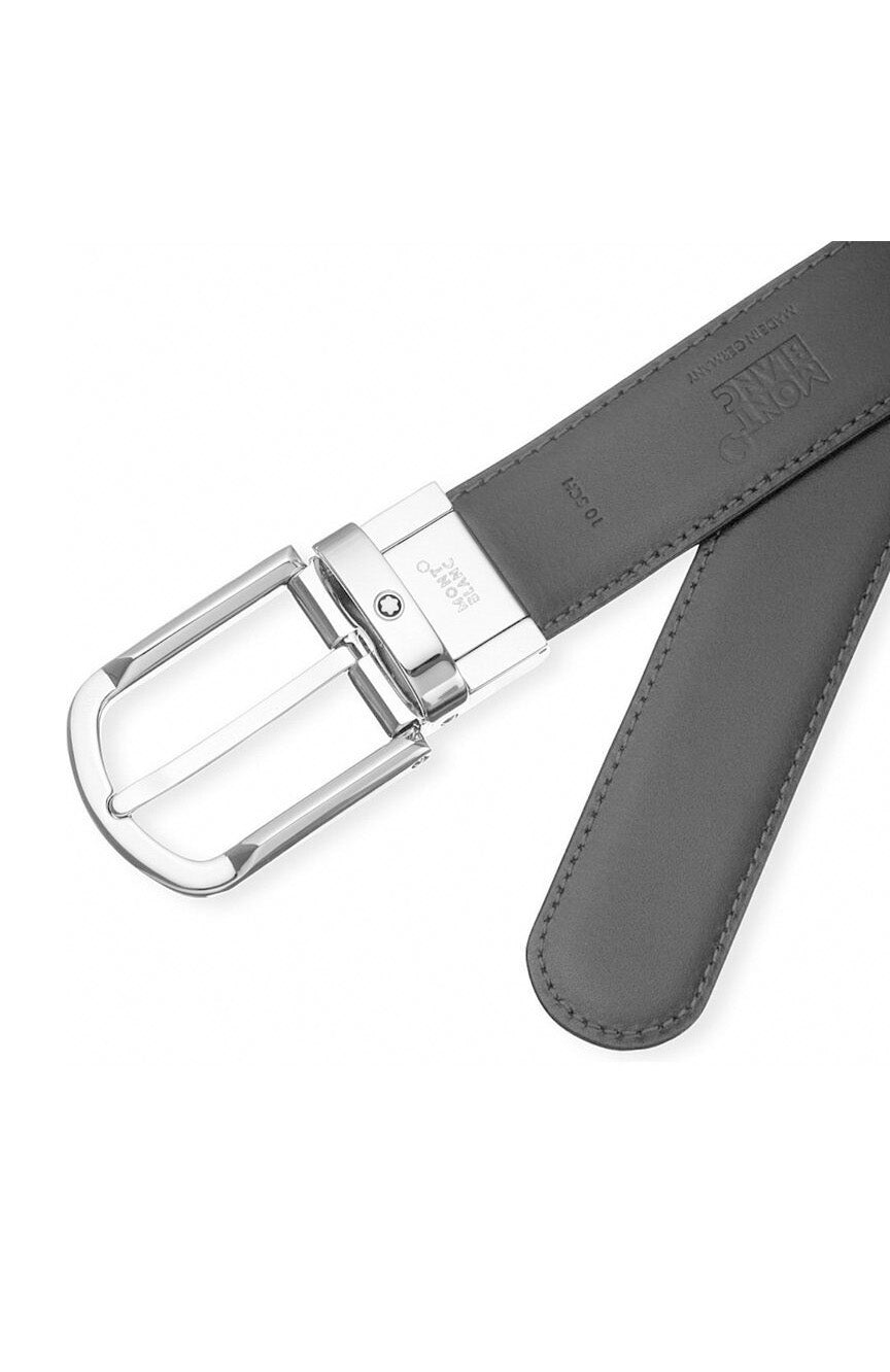 Montblanc Horseshoe buckle black/brown 30 mm reversible leather belt Palladium