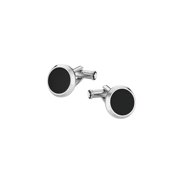 Montblanc Cufflinks, Stainless Steel, Black Onyx