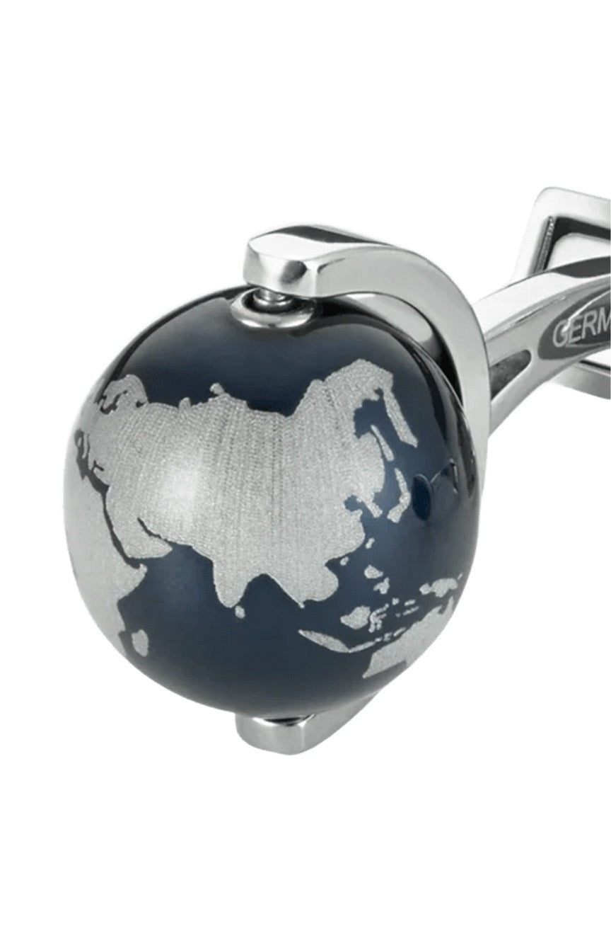 Montblanc Cufflinks steel alu globe blue