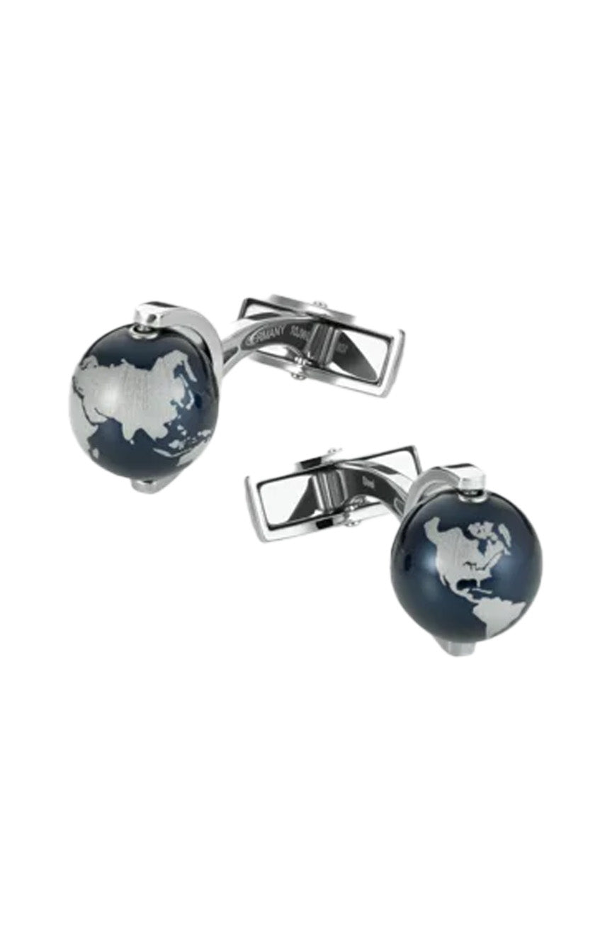 Montblanc Cufflinks steel alu globe blue