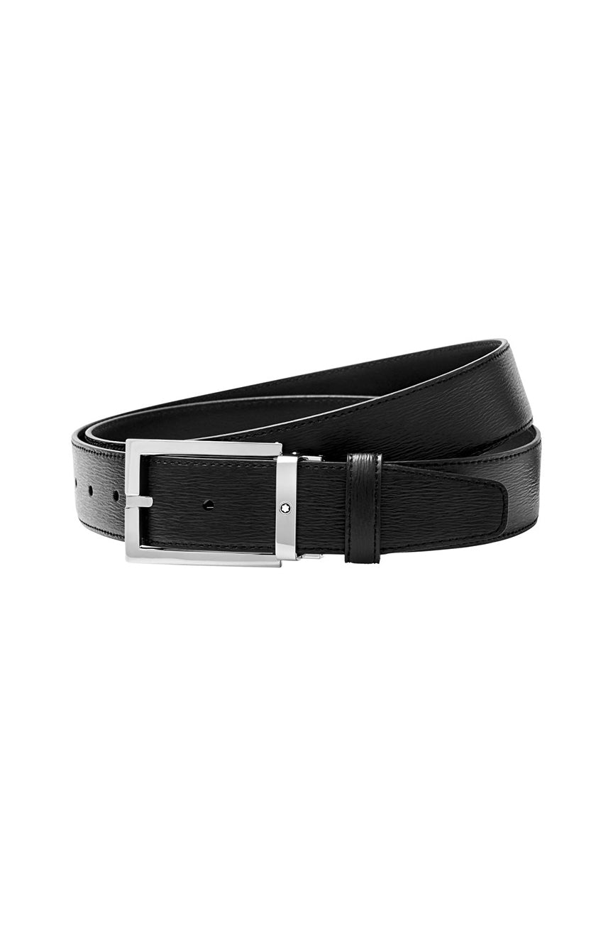 Montblanc Black 35 mm leather belt Rectangular