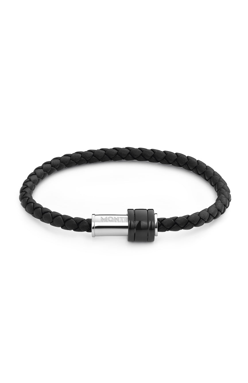Montblanc Bracelet steel black leather PVD 63