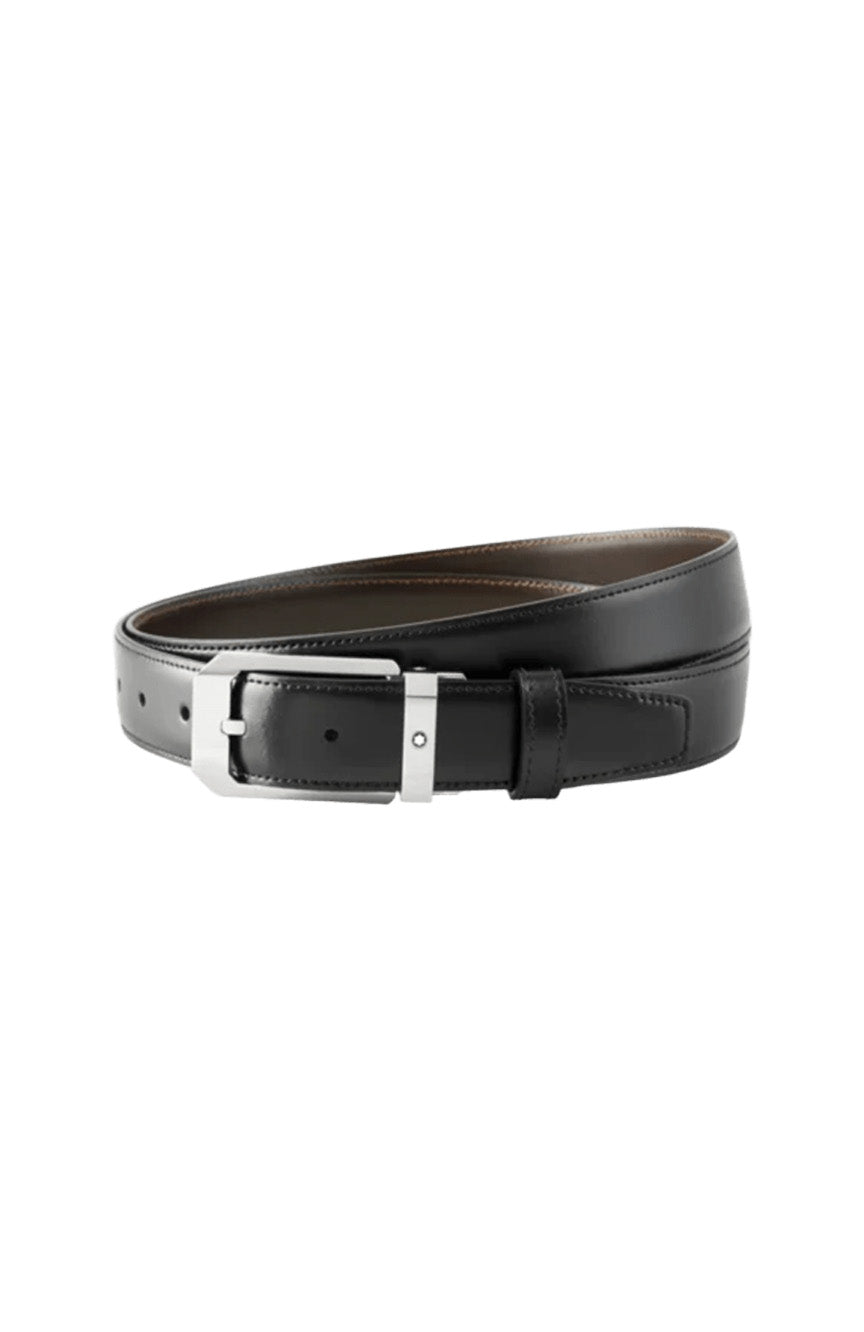 Montblanc Black/brown 30 mm reversible leather belt Steel