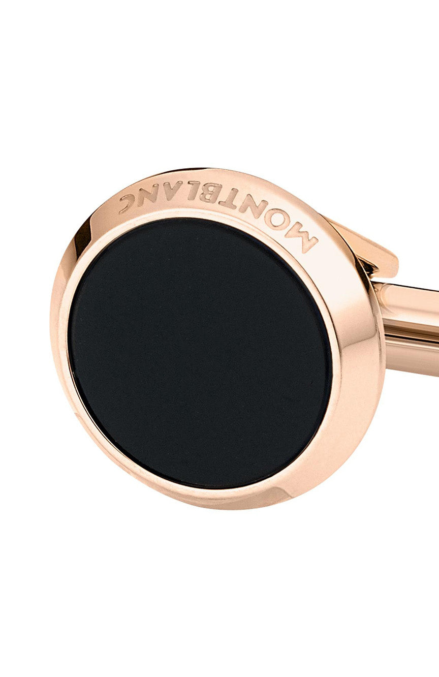 Montblanc Cufflinks round steel RG PVD onyx