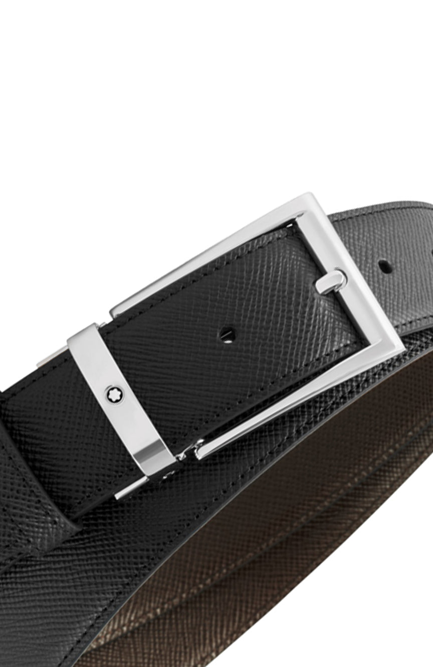 Montblanc Black/brown 35 mm reversible leather belt Trapeze