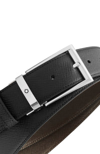 Montblanc Black/brown 35 mm reversible leather belt Trapeze