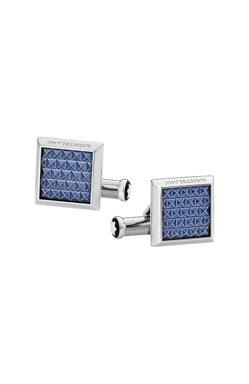 Montblanc Cufflinks Meisterstuck Square Blue Patterned inlay steel