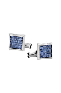 Montblanc Cufflinks Meisterstuck Square Blue Patterned inlay steel