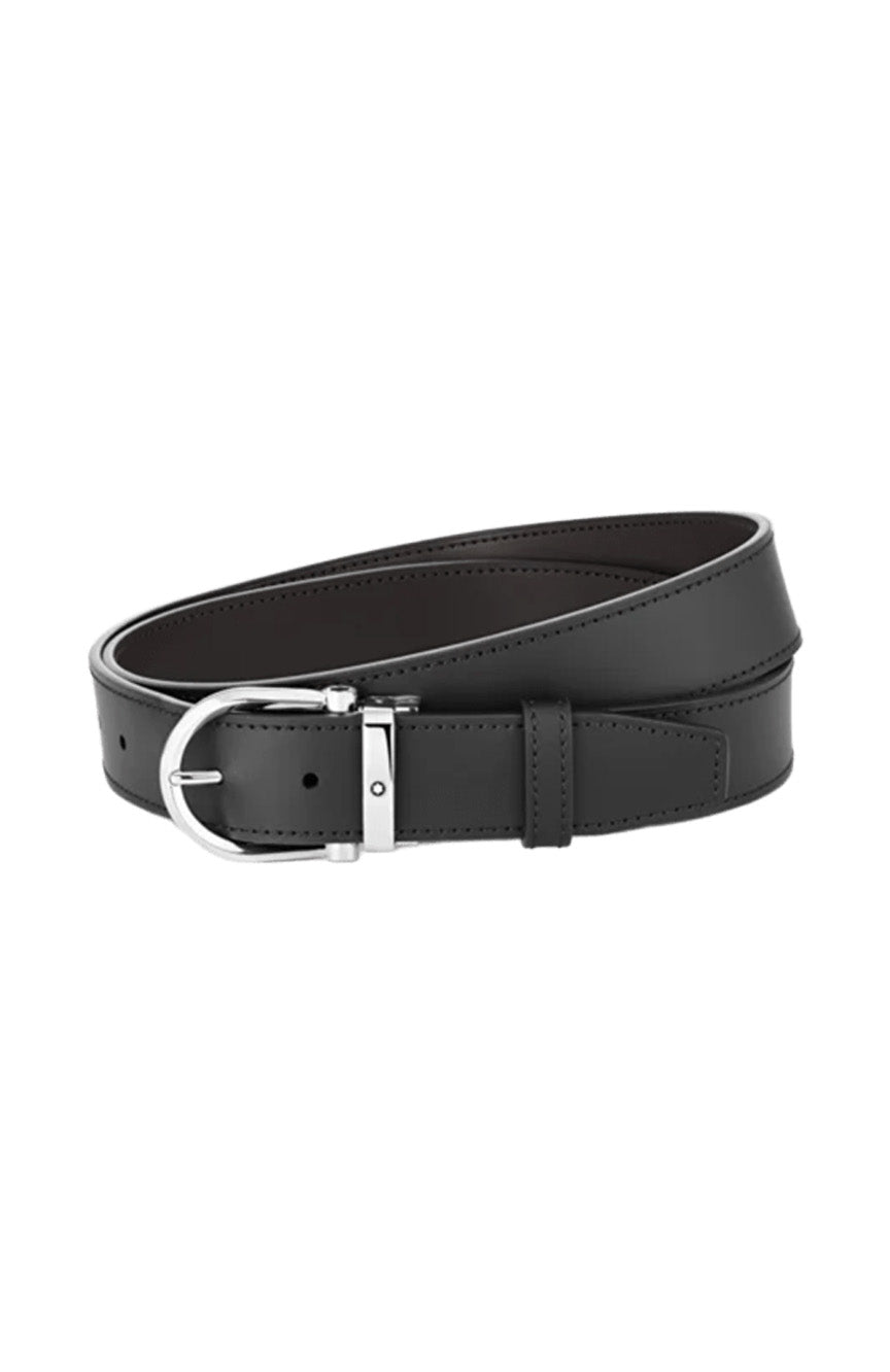 Montblanc Horseshoe buckle black/brown 35 mm reversible leather belt