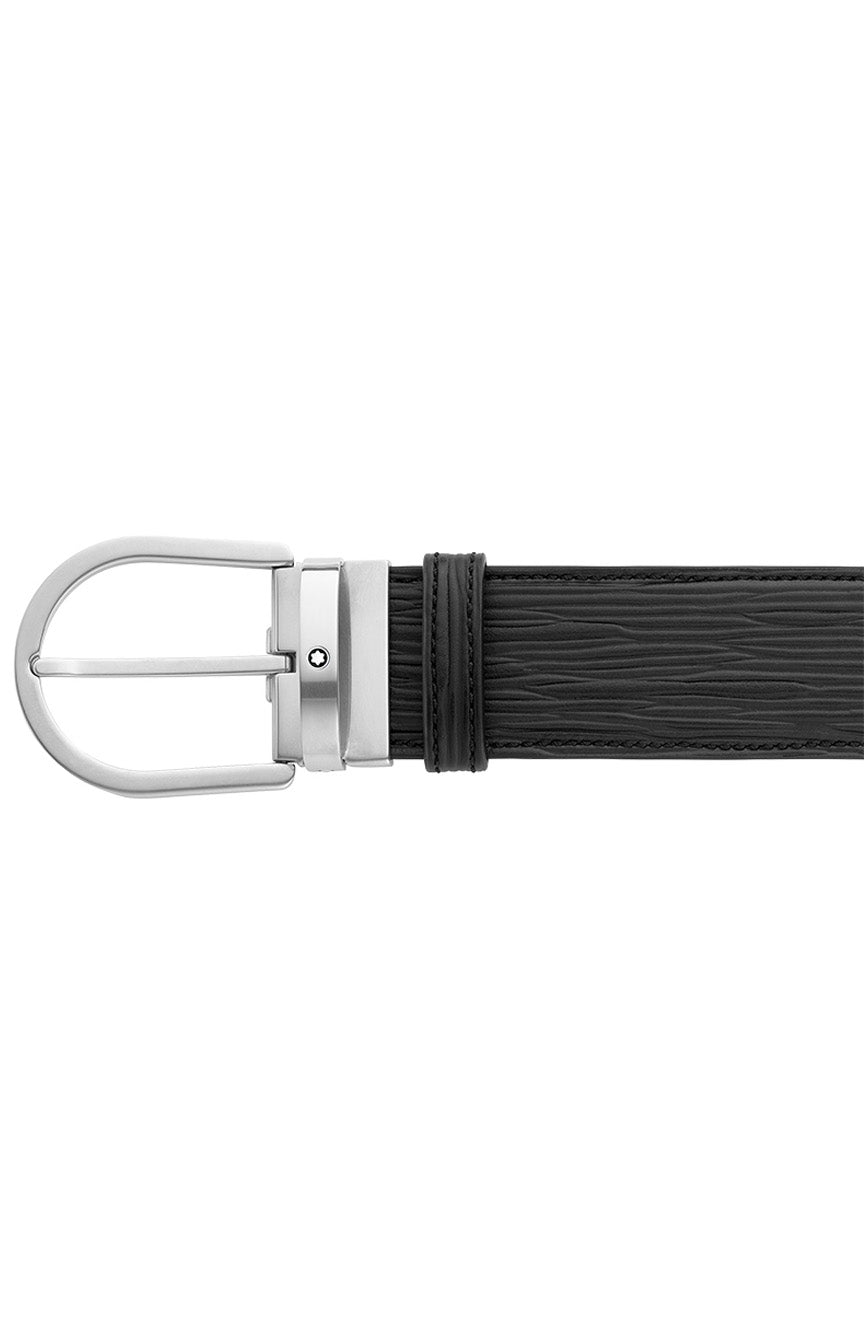 Montblanc Horseshoe buckle printed black 40 mm leather belt