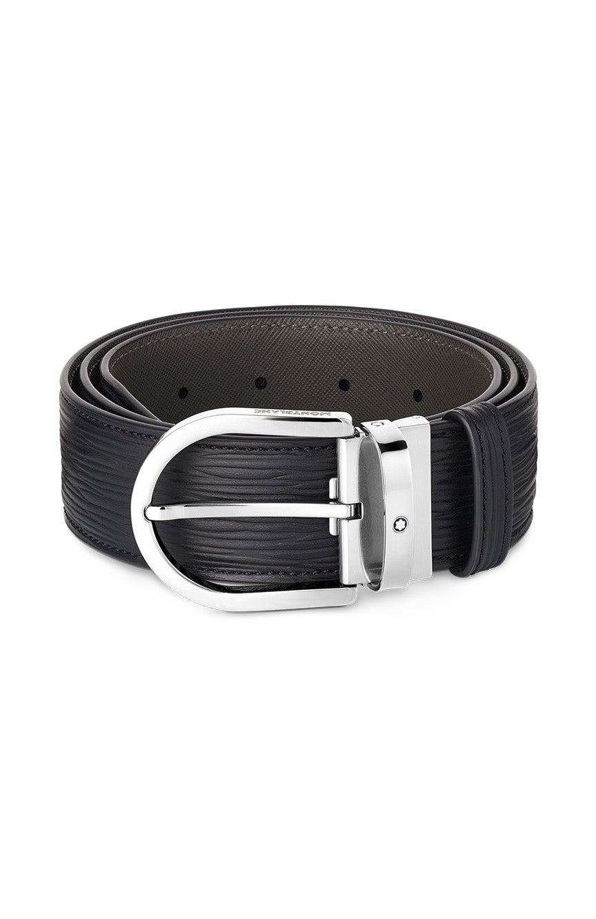 Montblanc Horseshoe buckle printed black 40 mm leather belt