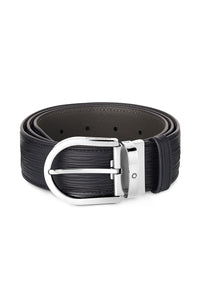 Montblanc Horseshoe buckle printed black 40 mm leather belt