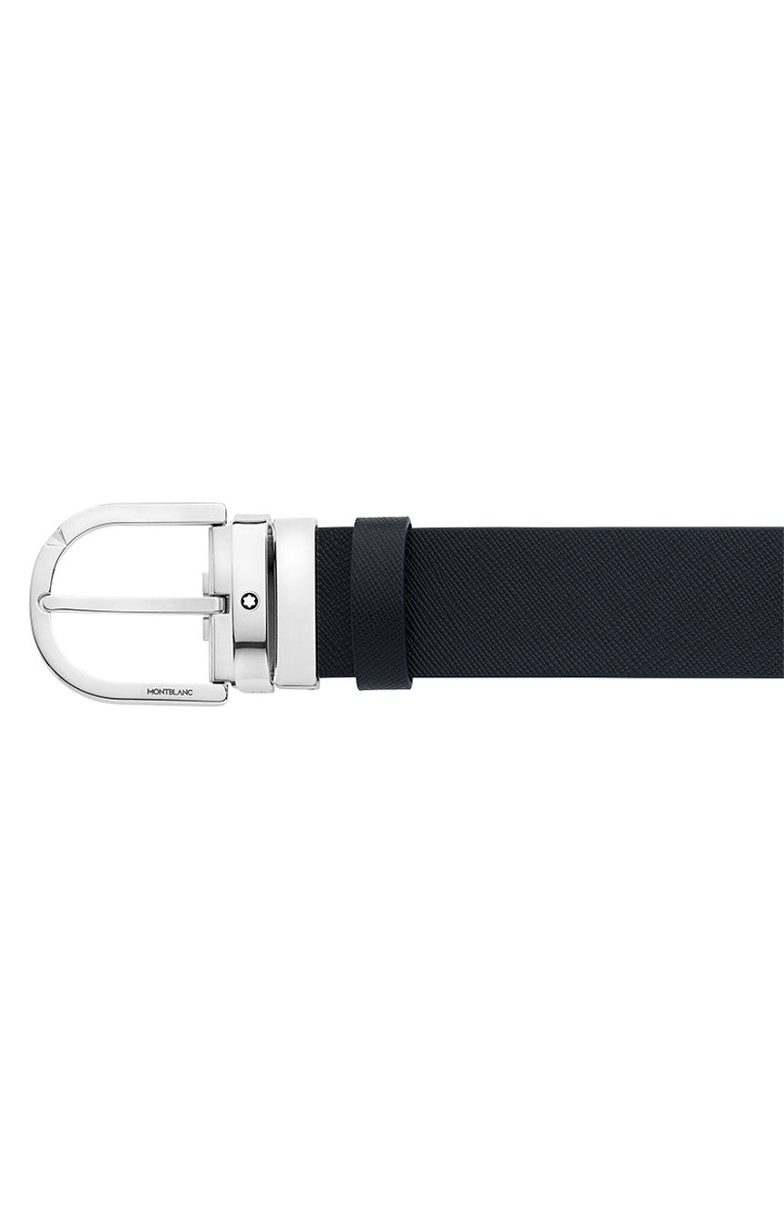 Montblanc Horseshoe buckle printed black/mosto 35 mm reversible leather belt