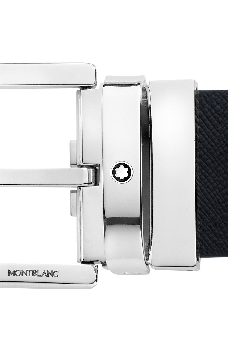Montblanc Horseshoe buckle printed black/mosto 35 mm reversible leather belt