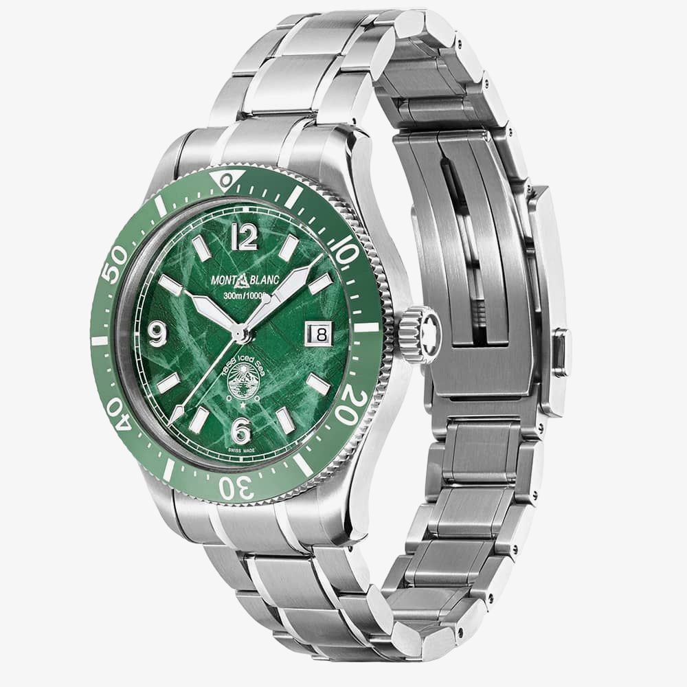 Montblanc 1858 Iced Sea Automatic Date Green Dial Steel Strap