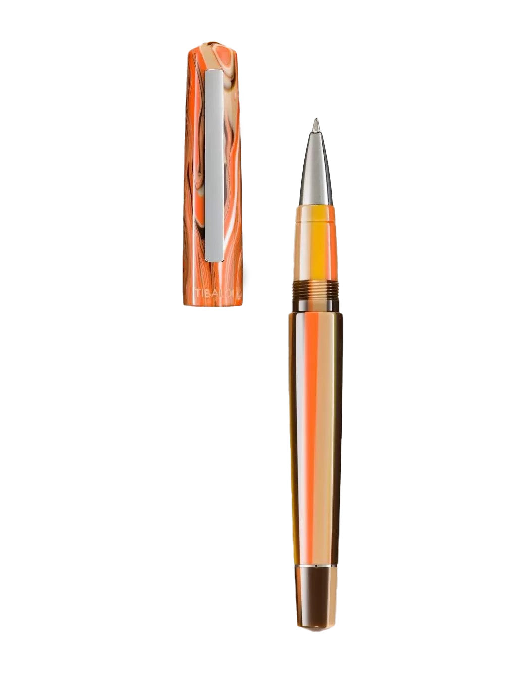 Tibaldi Ginger Beige Resin Rollerball Pen With Stainless Steel Trim