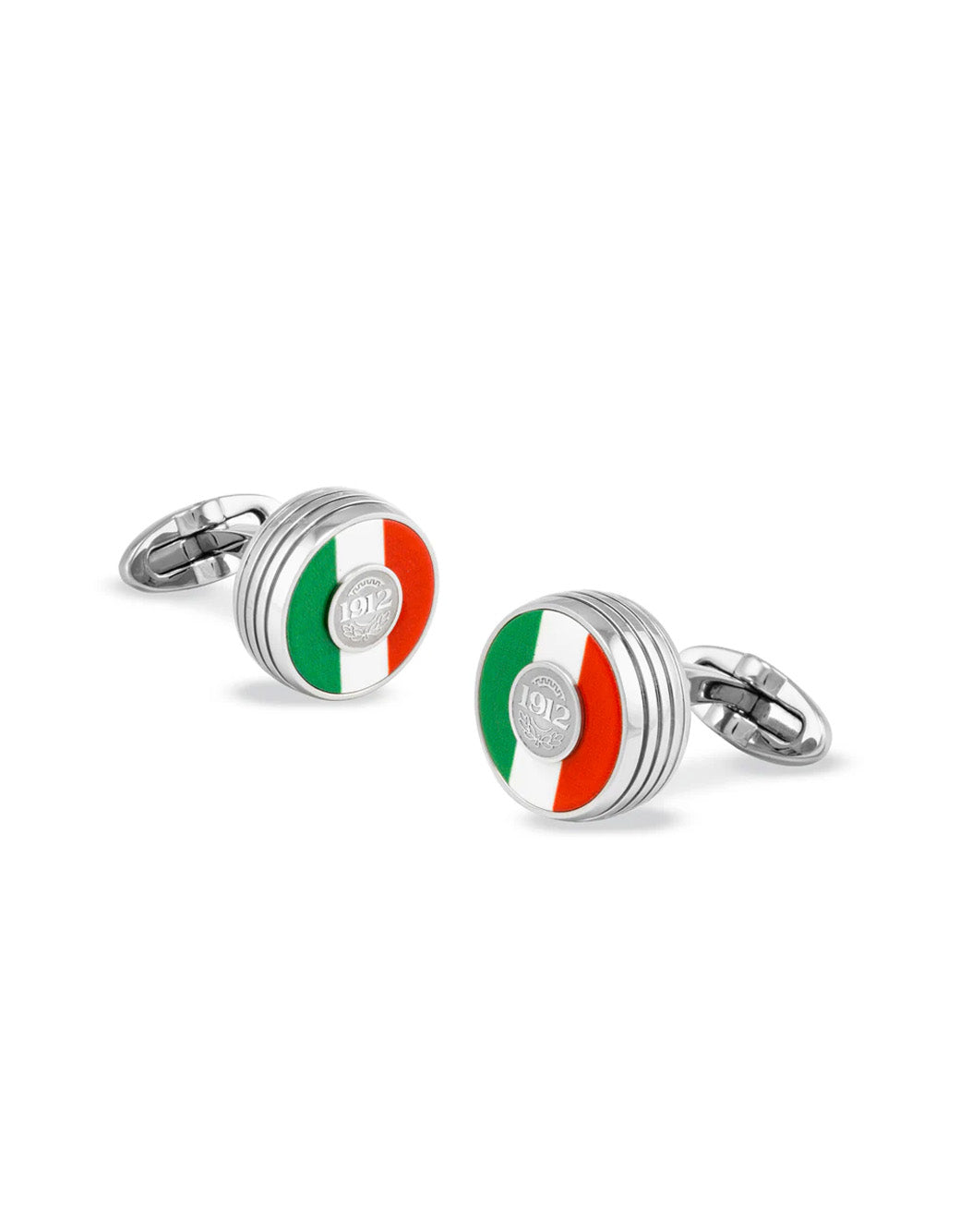 Montegrappa Tricolore Cufflinks, Steel, Italian Flag Inlay