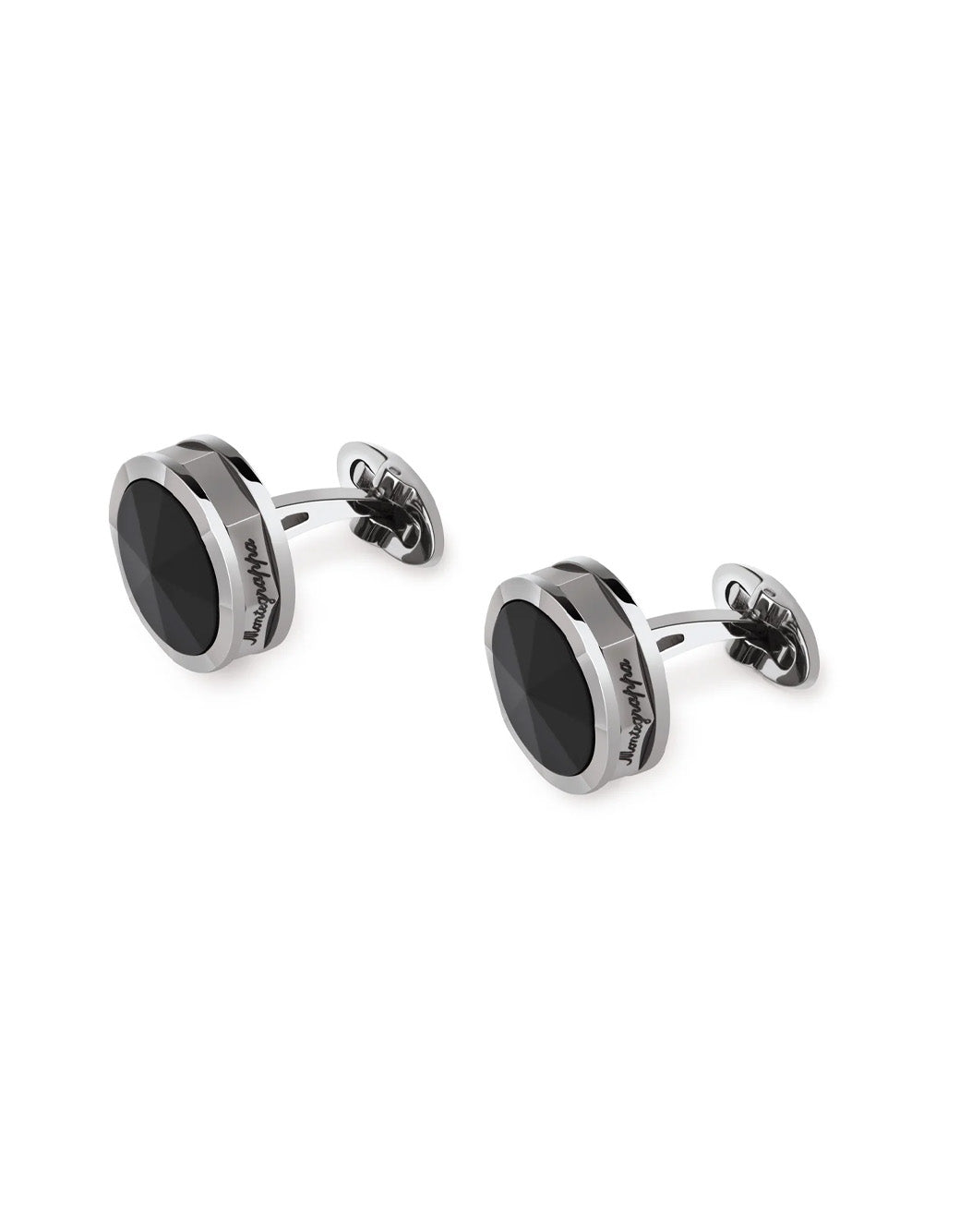 Montegrappa NeroUno Cufflinks, Steel, Onyx Inlay