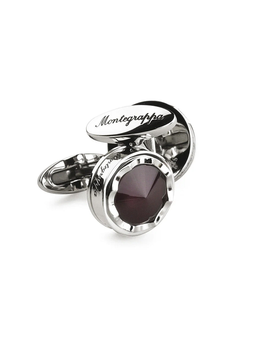 Montegrappa Parola Cufflinks, Steel, Purple Glass