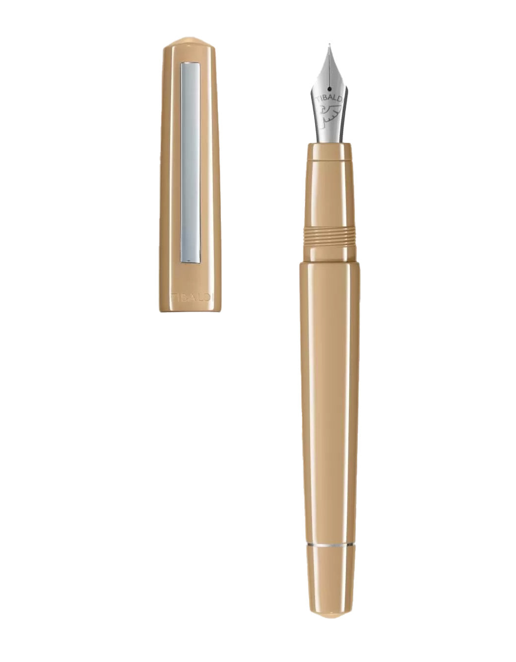 Tibaldi Nude Resin Fountain Pen With Stainless Steel Trim Broad Nib