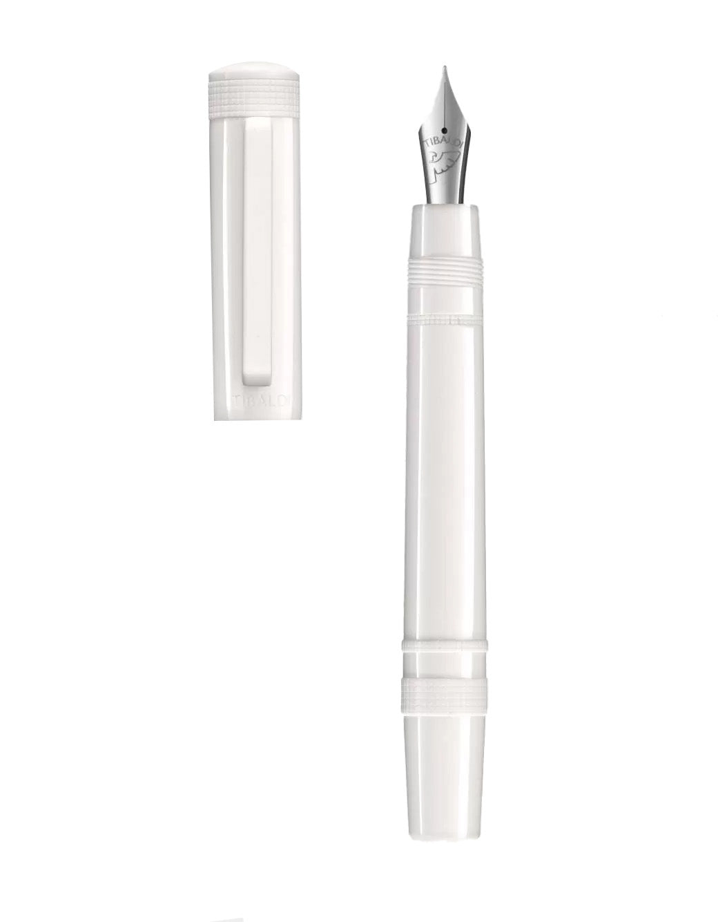 Tibaldi Powder White Resin Fountain Pen With Rubber Clip Fina Nib