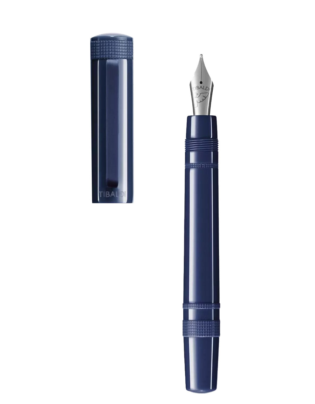 Tibaldi Raw Denim Resin Fountain Pen With Rubber Clip Broad Nib