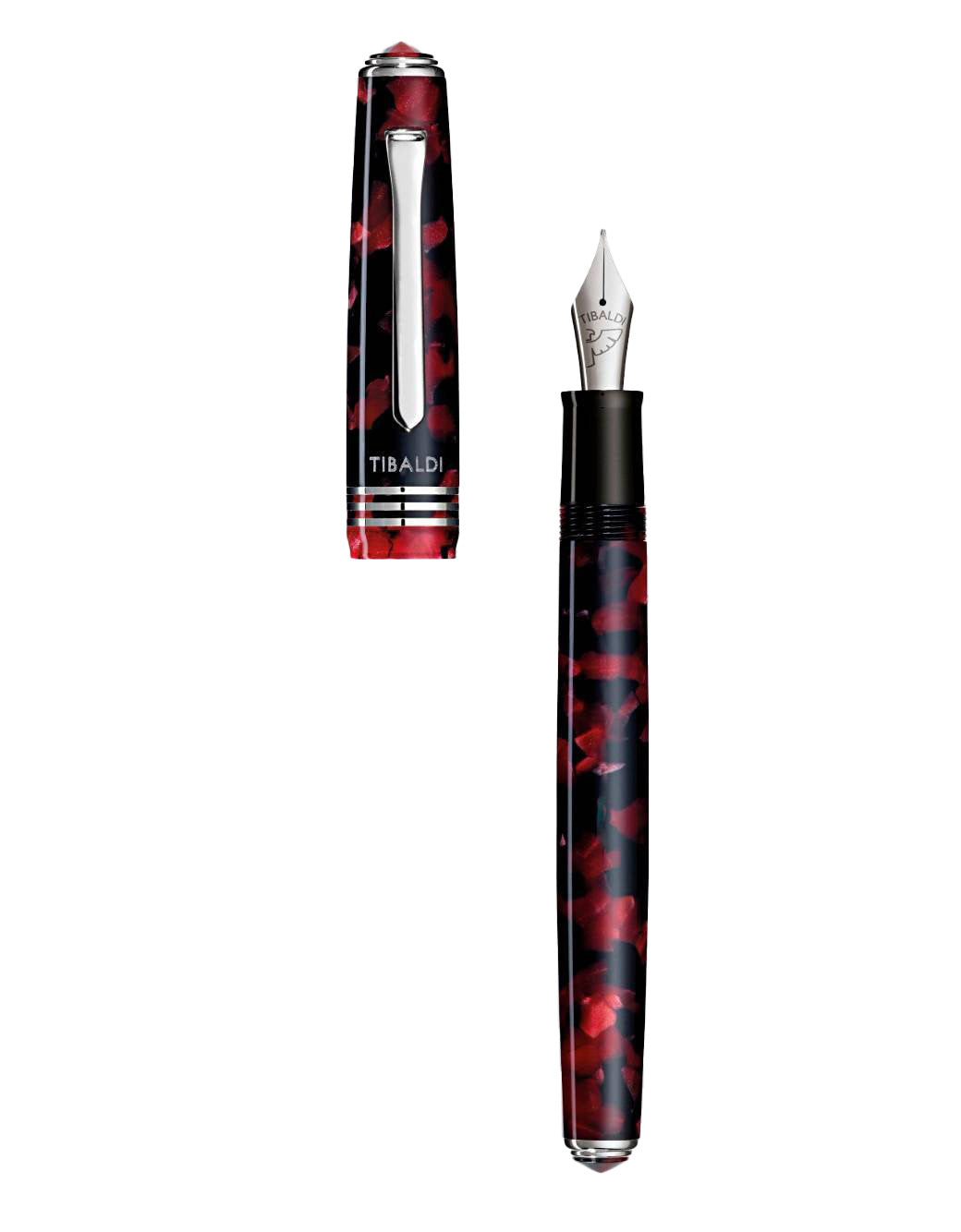 Tibaldi Ruby Red  Resin Fountain Pen With Palladium Trim, Extra Fine