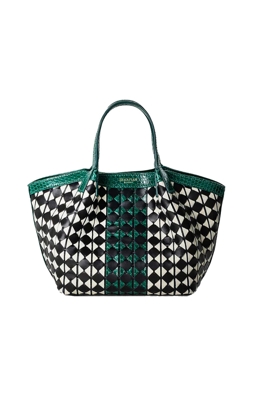 Serapian Mini Secret Mosaico /Elaphe Blk/Offwh/Emerald