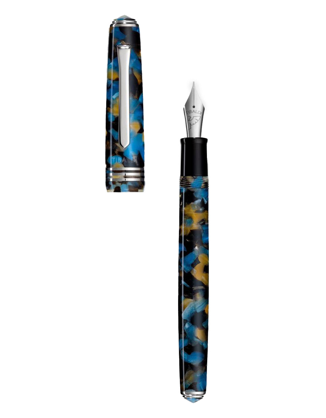 Tibaldi Samarkand Blue  Resin Fountain Pen With Palladium Trim, Fine Nib