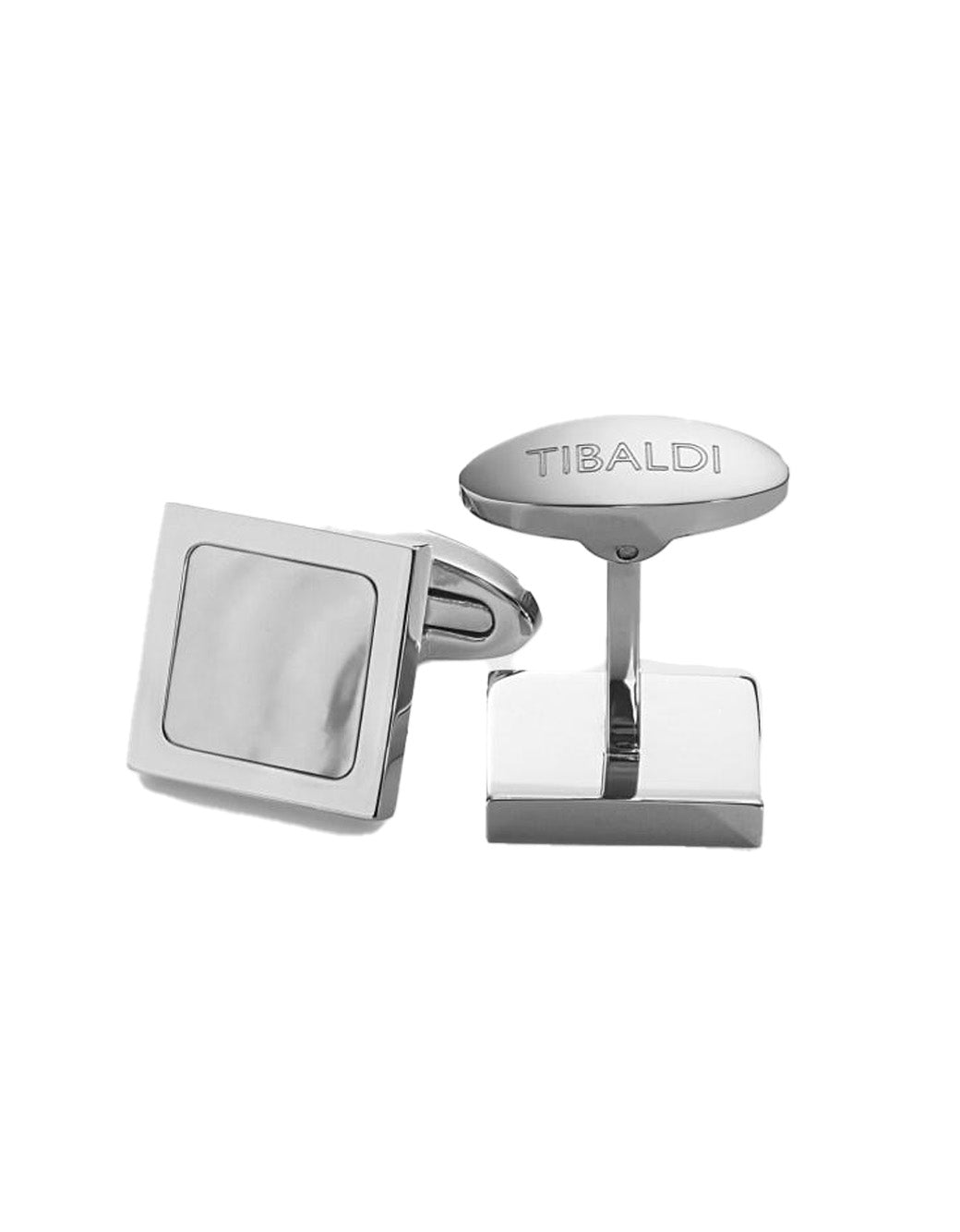 Tibaldi Square Stainless Cufflinks With  Mother-Of-Pearl Inlay
