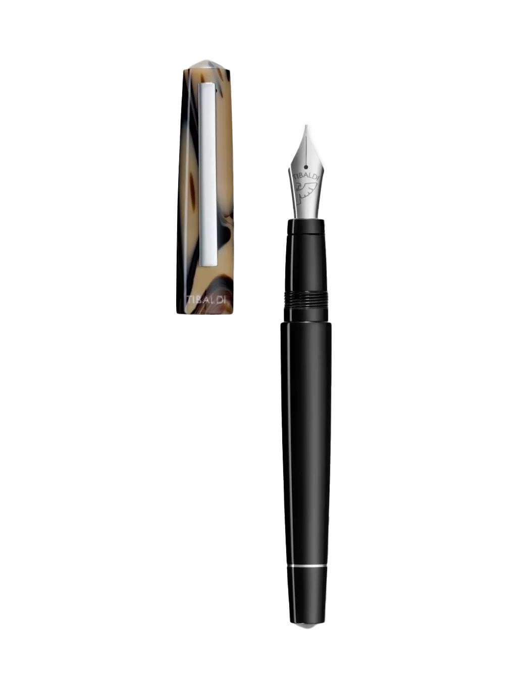 Tibaldi Taupe  Grey Resin Fountain Pen With Stainless Steel Trim BB Nib