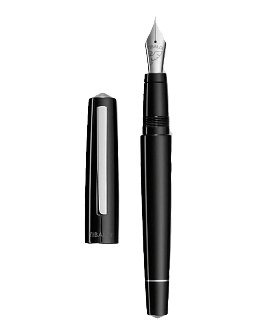 Tibaldi Tibaldi Rich Black Resin Fountain Pen Stainless Steel Trims, Extra Fine