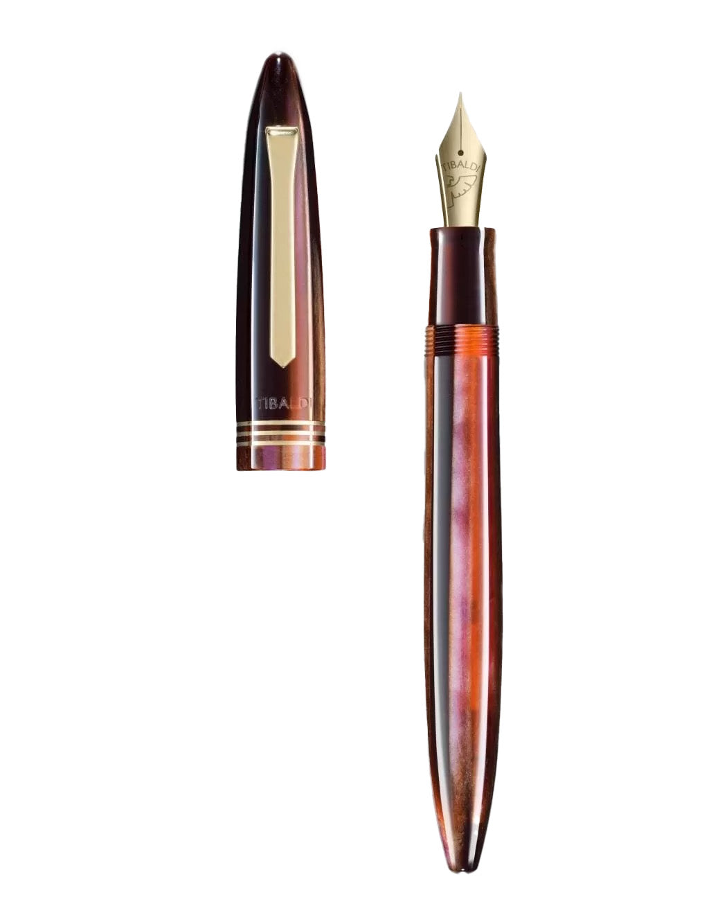 Tibaldi Zany Brown Resin Fountain Pen 18k Gold Trim, Fine Nib