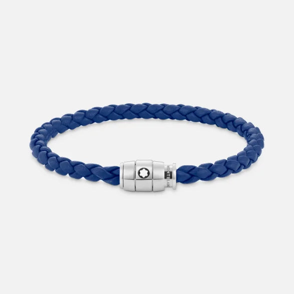 Montblanc Bracelet Steel 3 rings closing and Blue leather