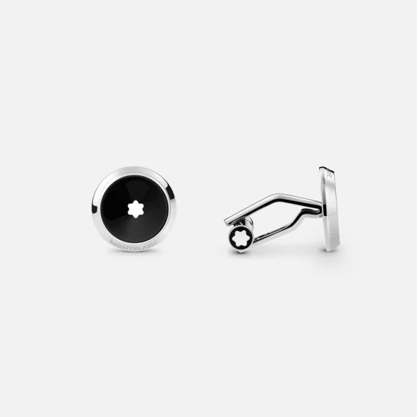 Montblanc Cufflinks round steel resin snowcap