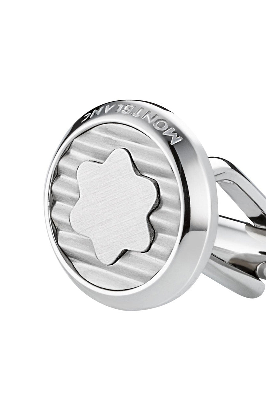 Montblanc Cufflinks round steel corrugated
