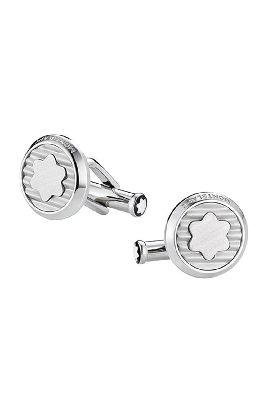 Montblanc Cufflinks round steel corrugated