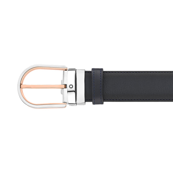 Montblanc Horseshoe buckle blue 35 mm leather belt