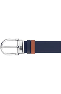 Montblanc Horseshoe buckle blue/tan 35 mm reversible leather belt