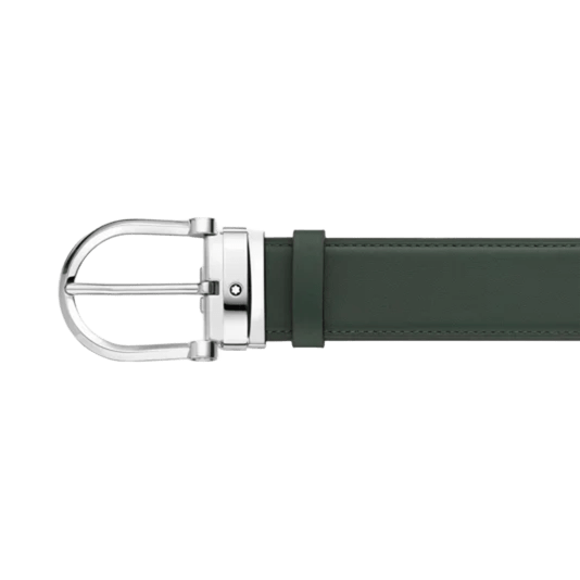 حزام جلدي قابل للعكس من Montblanc Horseshoe باللون الأخضر/البني مقاس 35 مم