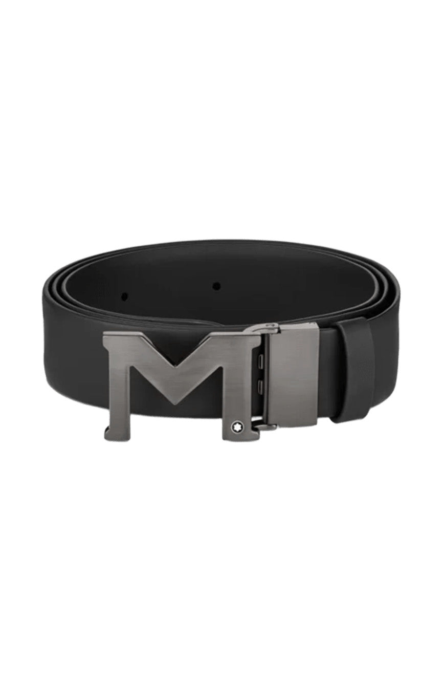 Montblanc buckle black 35 mm leather belt
