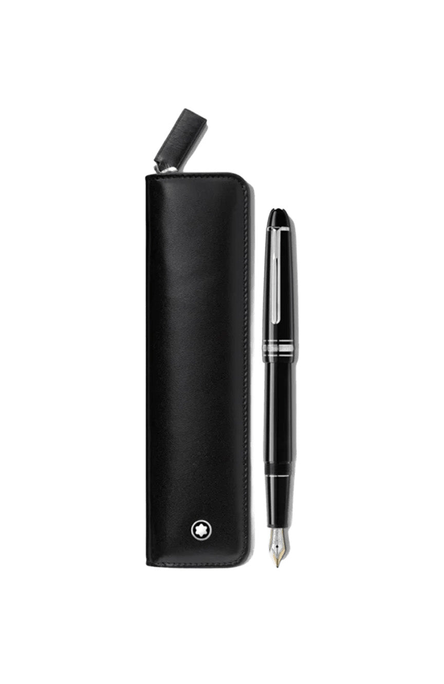 Montblanc Set with the Meisterstuck classique platinum coated Fountain Pen and 1 pen pouch with zip