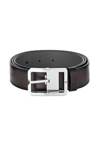 Montblanc Brown/Grey 35 mm reversible leather belt Rectangular