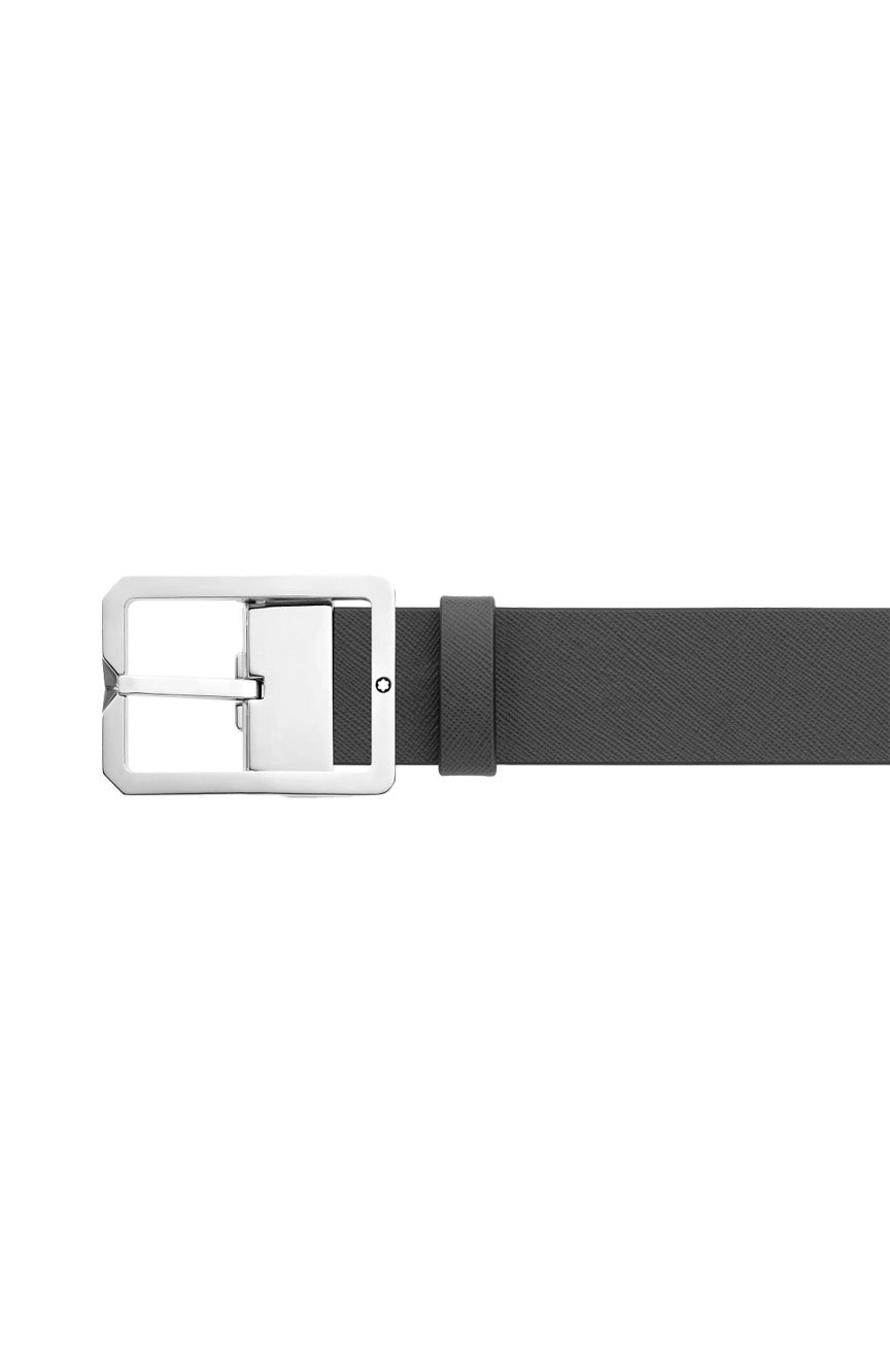 Montblanc Brown/Grey 35 mm reversible leather belt Rectangular