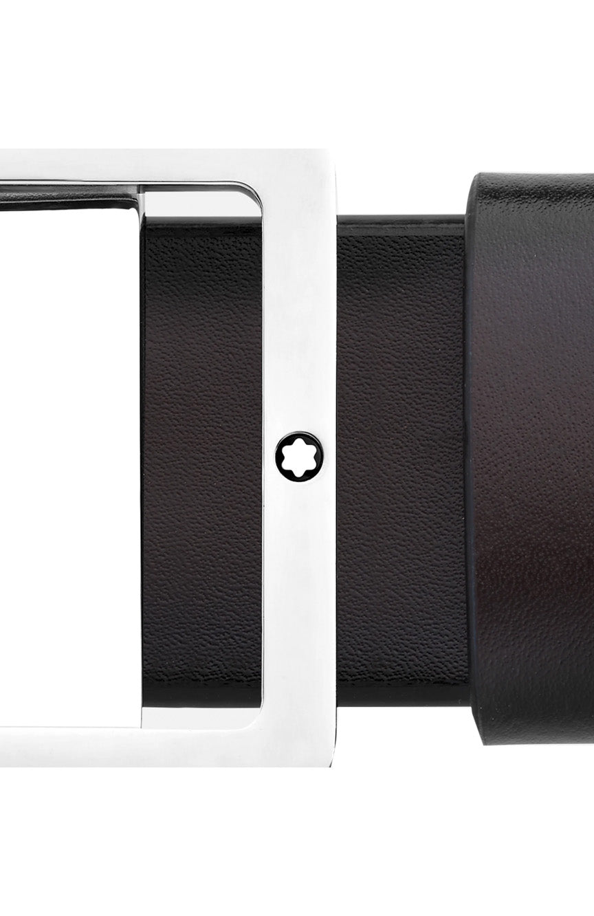 Montblanc Brown/Grey 35 mm reversible leather belt Rectangular