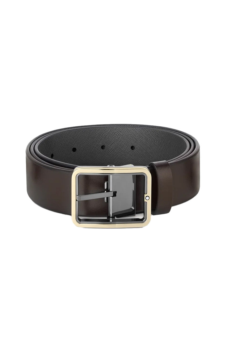 Montblanc Brown/grey 35 mm reversible leather belt