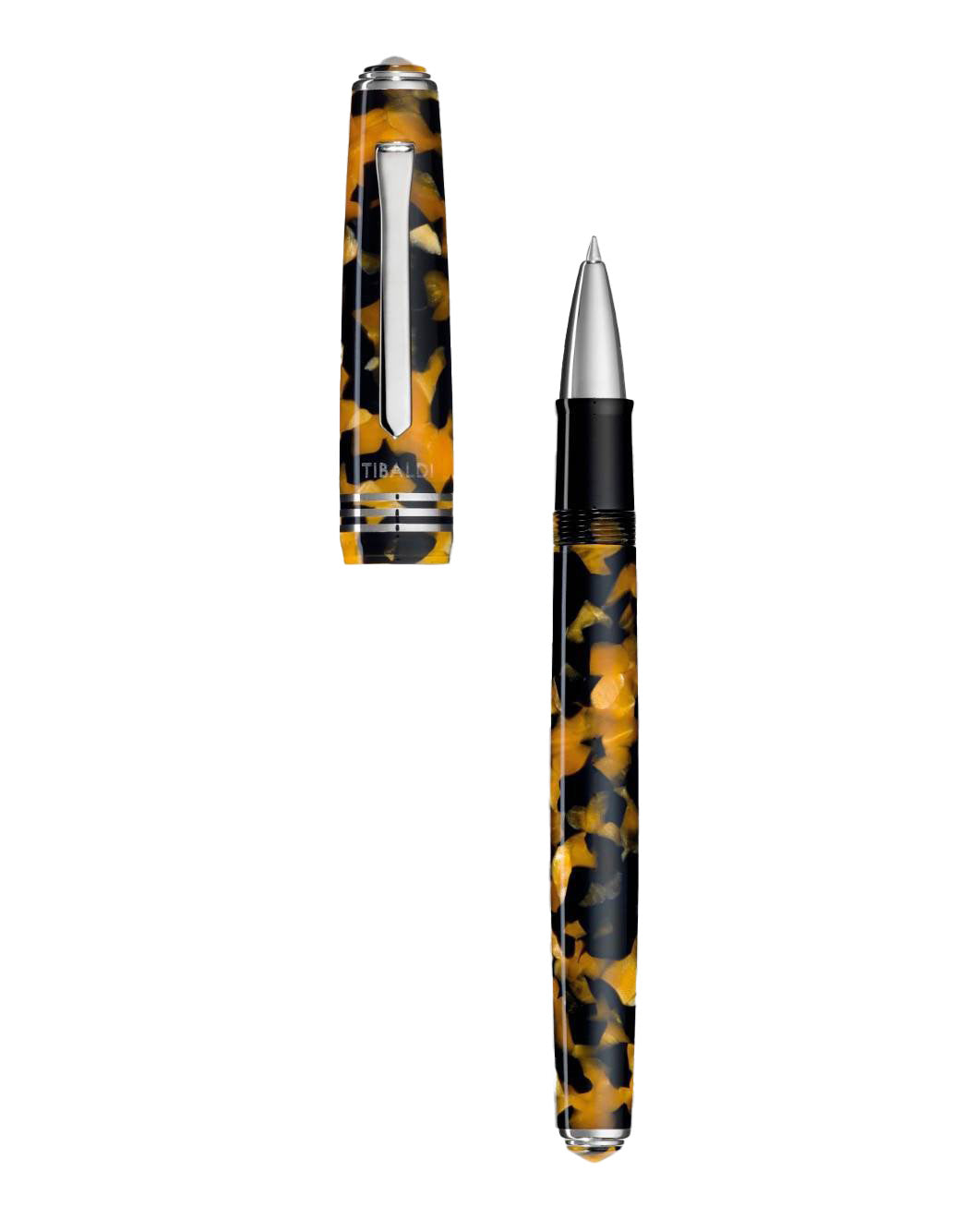 Tibaldi Amber Yellow  Resin Rollerball Pen With Palladium Trim