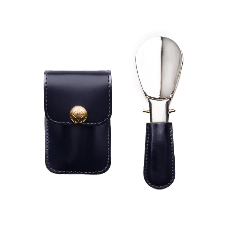 Ettinger Bridle Hide Travel Shoe Horn Navy/Silver