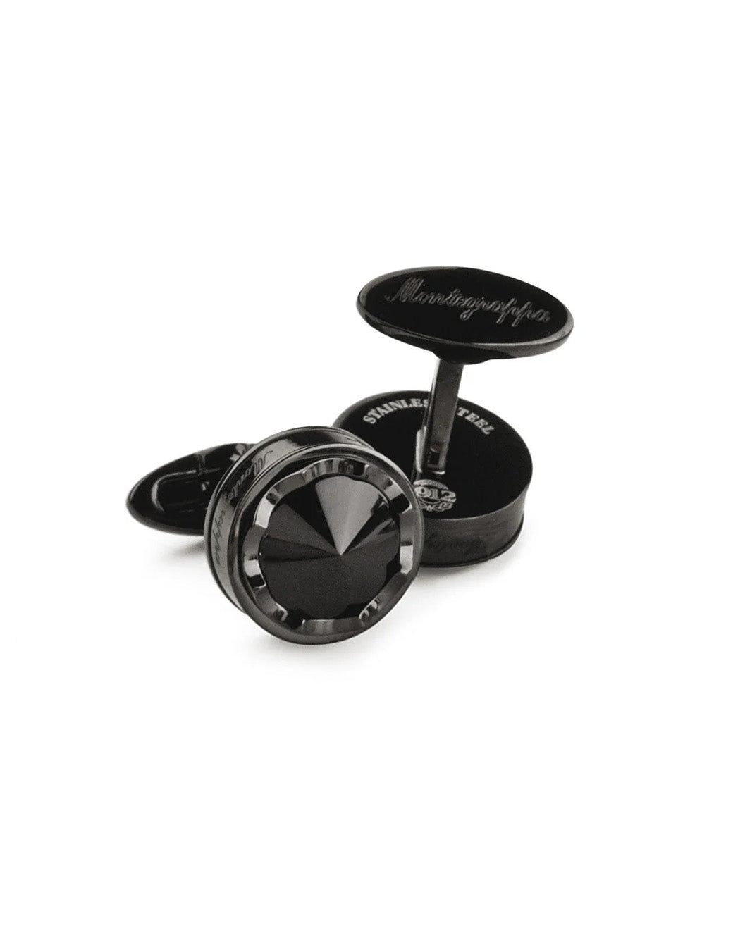Montegrappa Parola Cufflinks, Black PVD, 
Black Glass